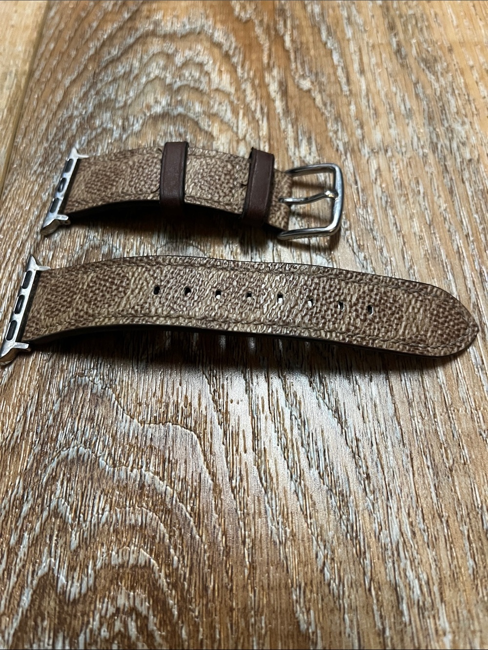 Coach Brown Textured Leather Watch Strap with Silver Buckle